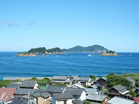 向かいに見えているのが出羽島